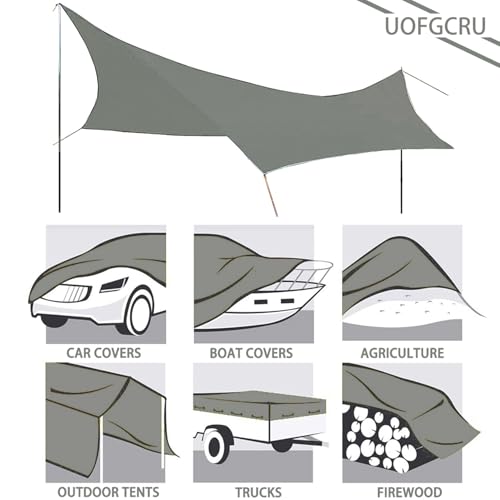 4m x 8m Grey Waterproof Poly Tarp with Grommets Q4591