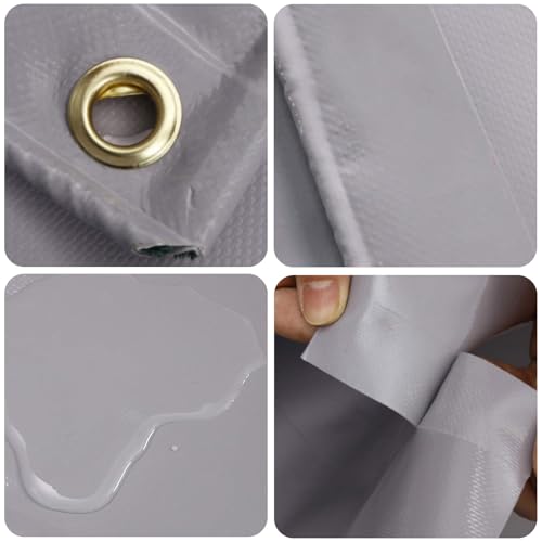 4m x 8m Grey Waterproof Poly Tarp with Grommets Q4591