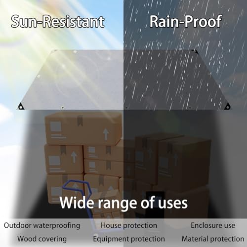 4m x 8m Grey Waterproof Poly Tarp with Grommets Q4591