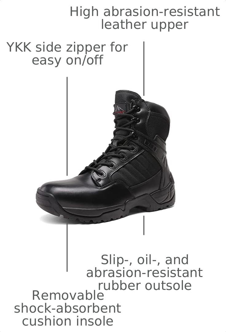 Men's Side Zipper Tactical Work Boots W5011