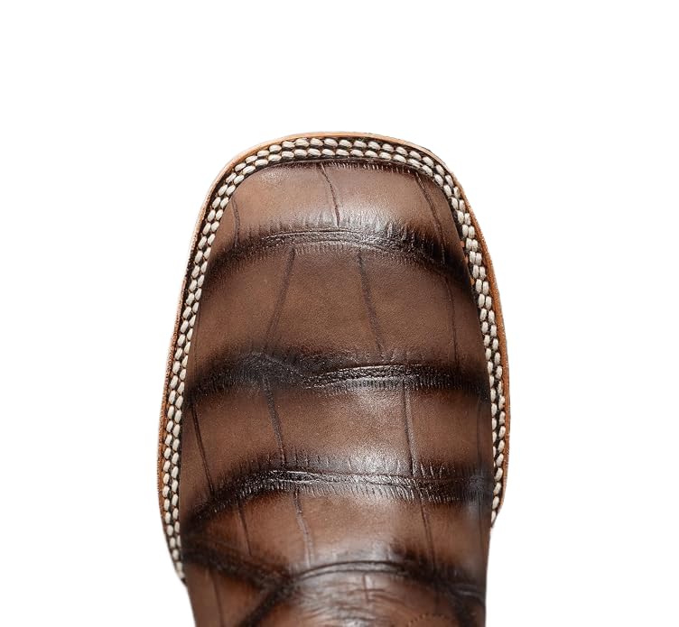 Genuine Leather Alligator Skin Print Western Work Boots H4790