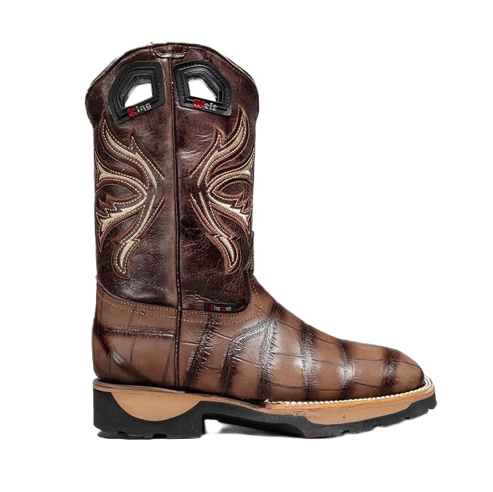 Genuine Leather Alligator Skin Print Western Work Boots H4790