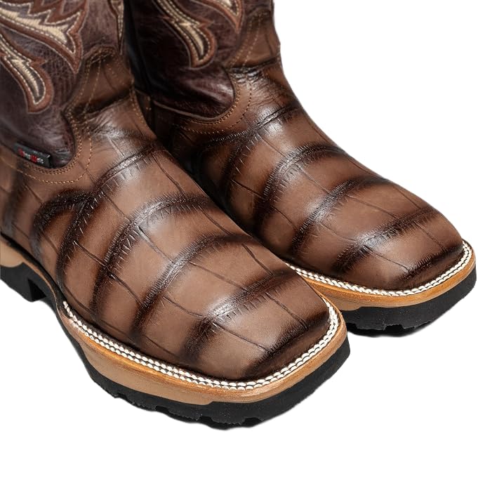 Genuine Leather Alligator Skin Print Western Work Boots H4790