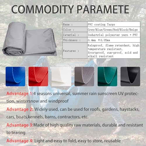 4m x 8m Grey Waterproof Poly Tarp with Grommets Q4591