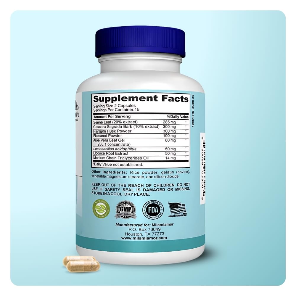 15 Day Gut and Colon Cleanse with Senna, Cascara Sagrada & Psyllium Husk 30 Capsules N45337