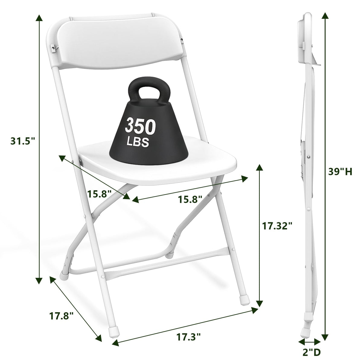White 10 Pack Heavy Duty Folding Chairs C401762