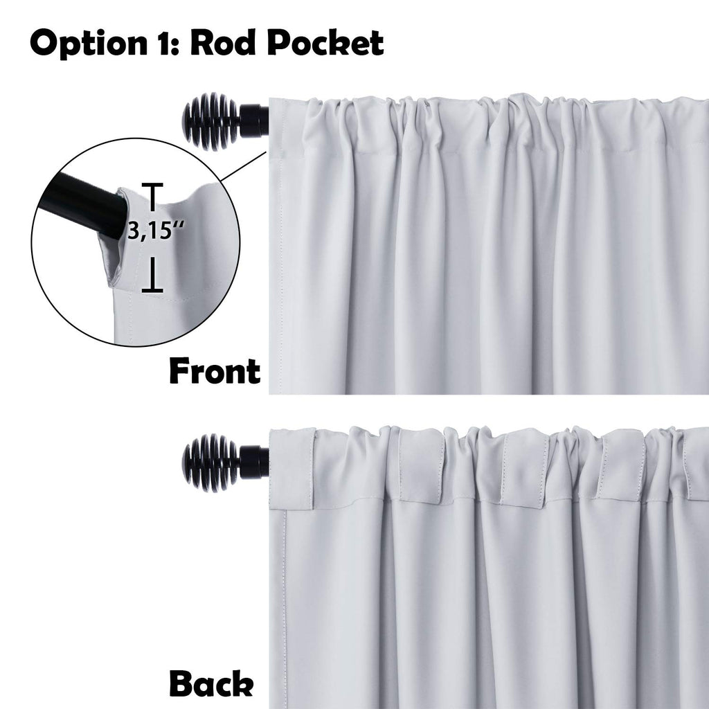 Extra Wide Blackout Thermal Curtain Panel with Back Tab & Rod Pocket, 100 x 84 Inches, Greyish White E1078