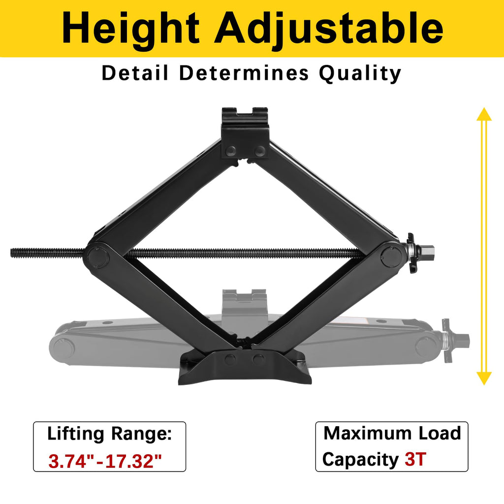3 Ton Scissor Jack and Jack Stands Kit with Lug Wrench C36657