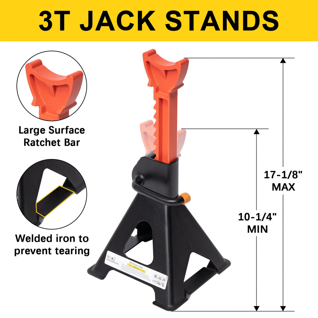 3 Ton Scissor Jack and Jack Stands Kit with Lug Wrench C36657