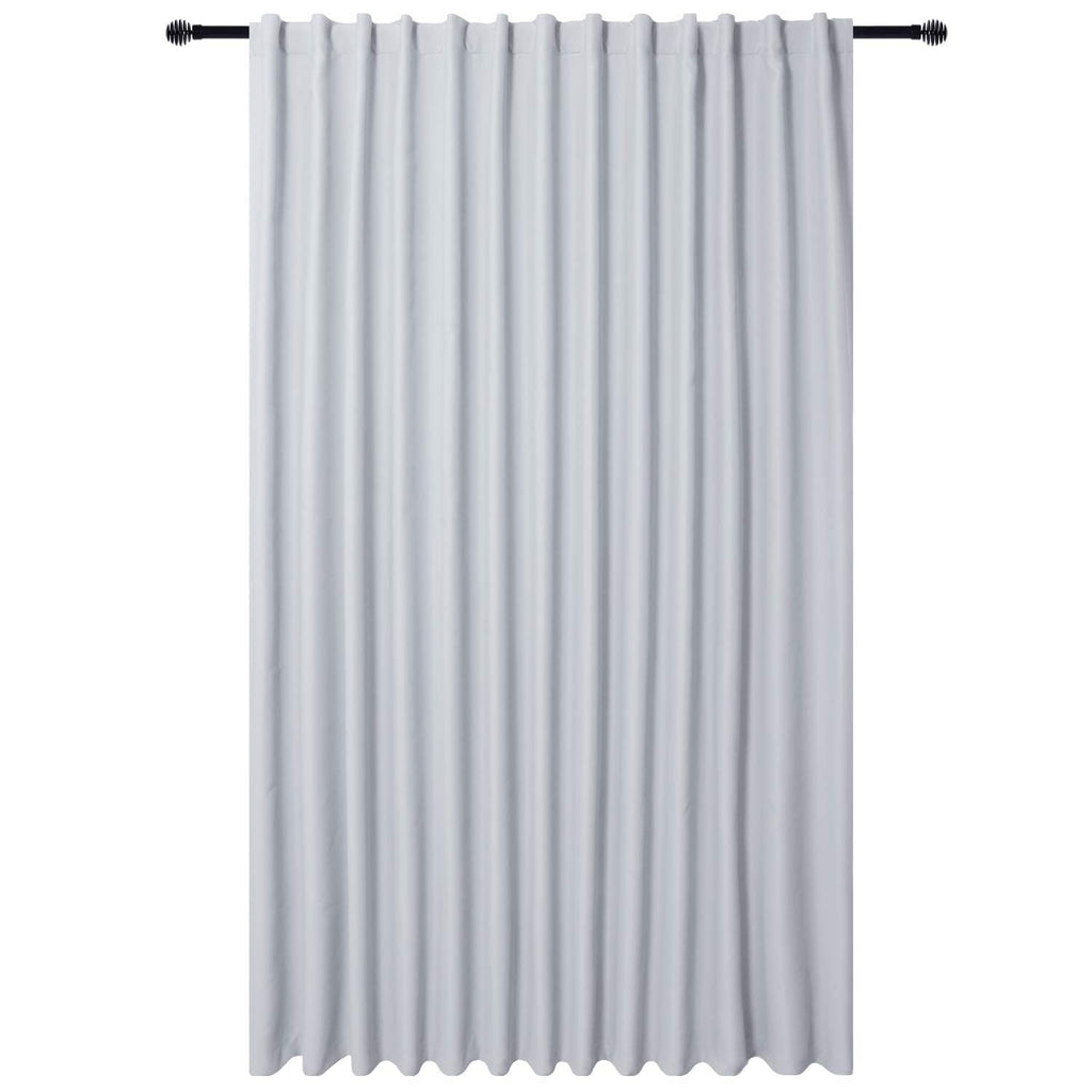 Extra Wide Blackout Thermal Curtain Panel with Back Tab & Rod Pocket, 100 x 84 Inches, Greyish White E1078