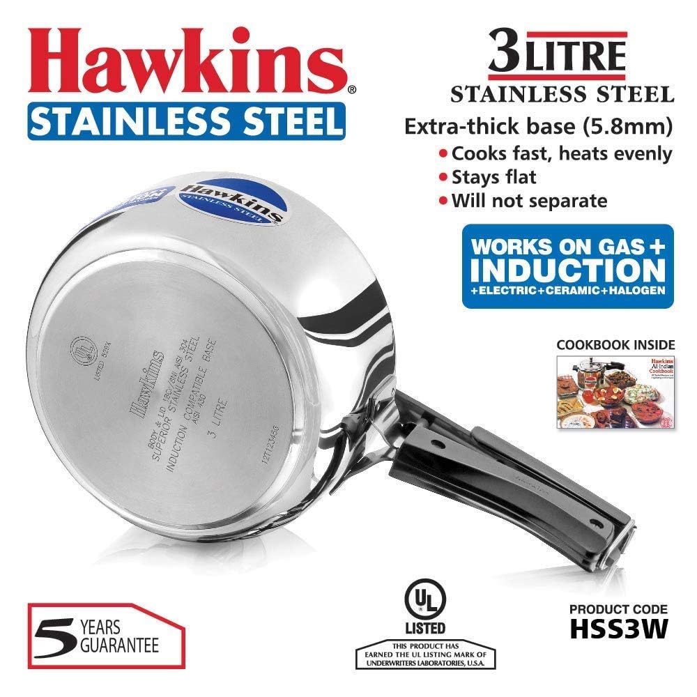 Stainless Steel Induction and Gas Compatible Pressure Cooker Combo Set, Silver (2 litre and 3 litre wide) Y176