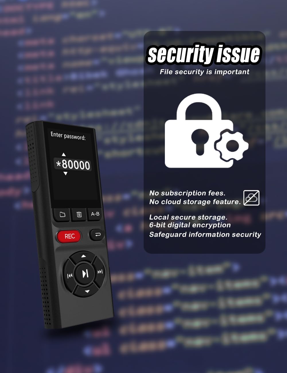 64GB Digital Voice Recorder with Playback USB O2759