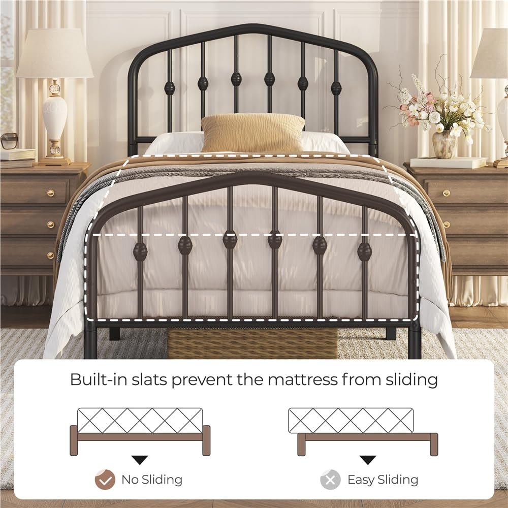 Twin Metal Bed Frame with Victorian Headboard P4113