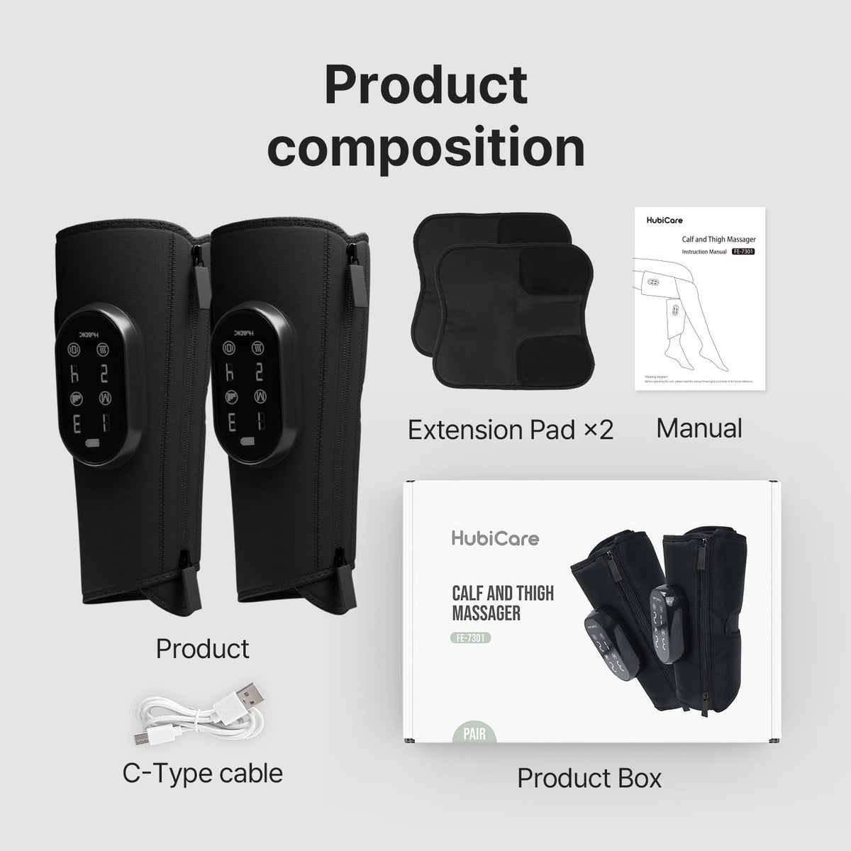 Heated Air Compression Cordless Leg Massager with Extension (Pair) U70994
