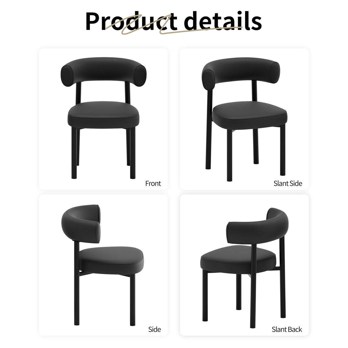 Black Faux Leather Dining Chairs Set of 4 Z721761