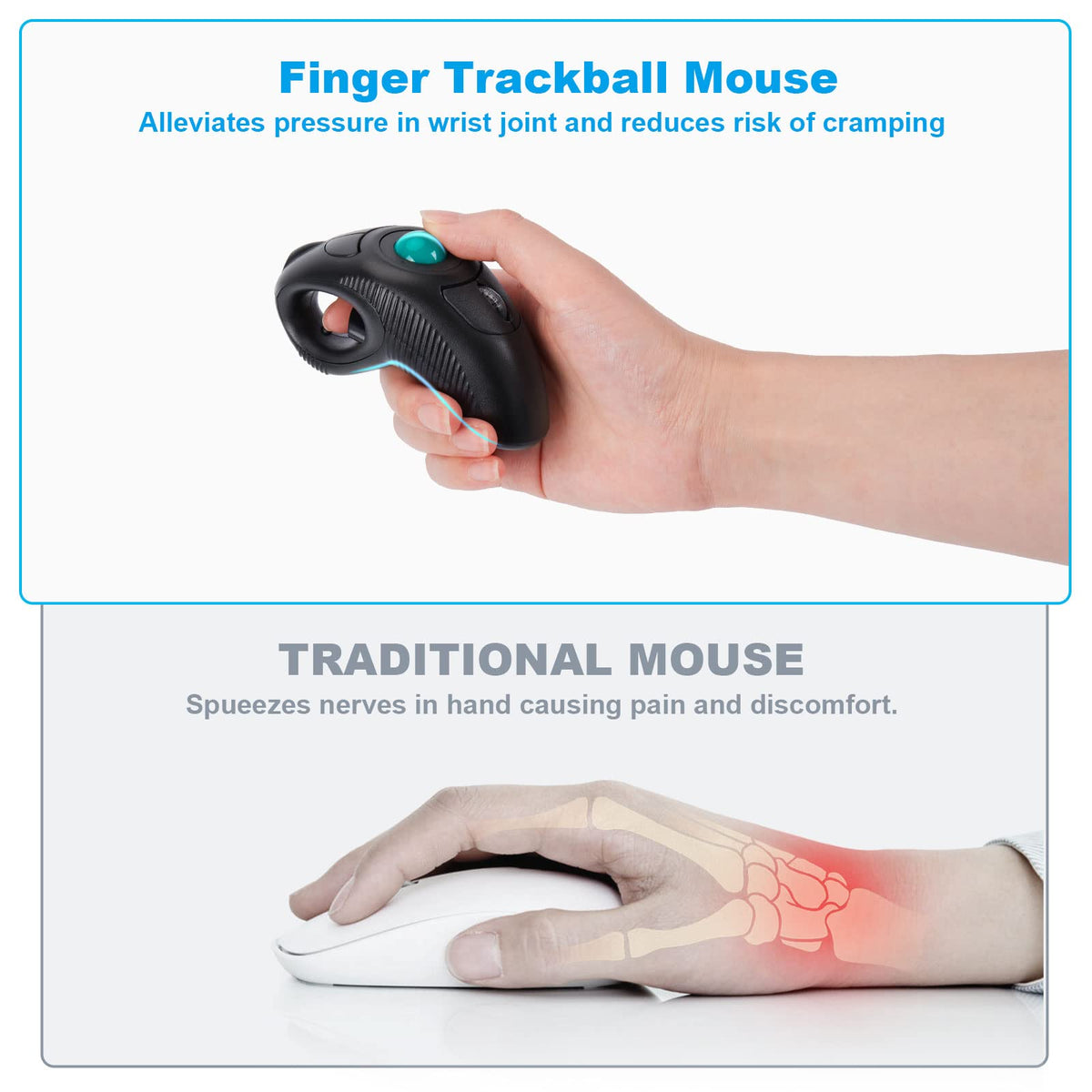 Wireless USB Handheld Finger Trackball Mouse O6318
