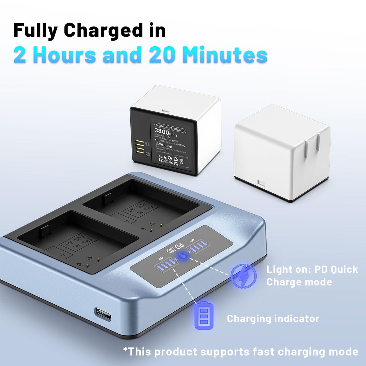 3800mAh Rechargeable Lithium Battery with Charger Station C916074