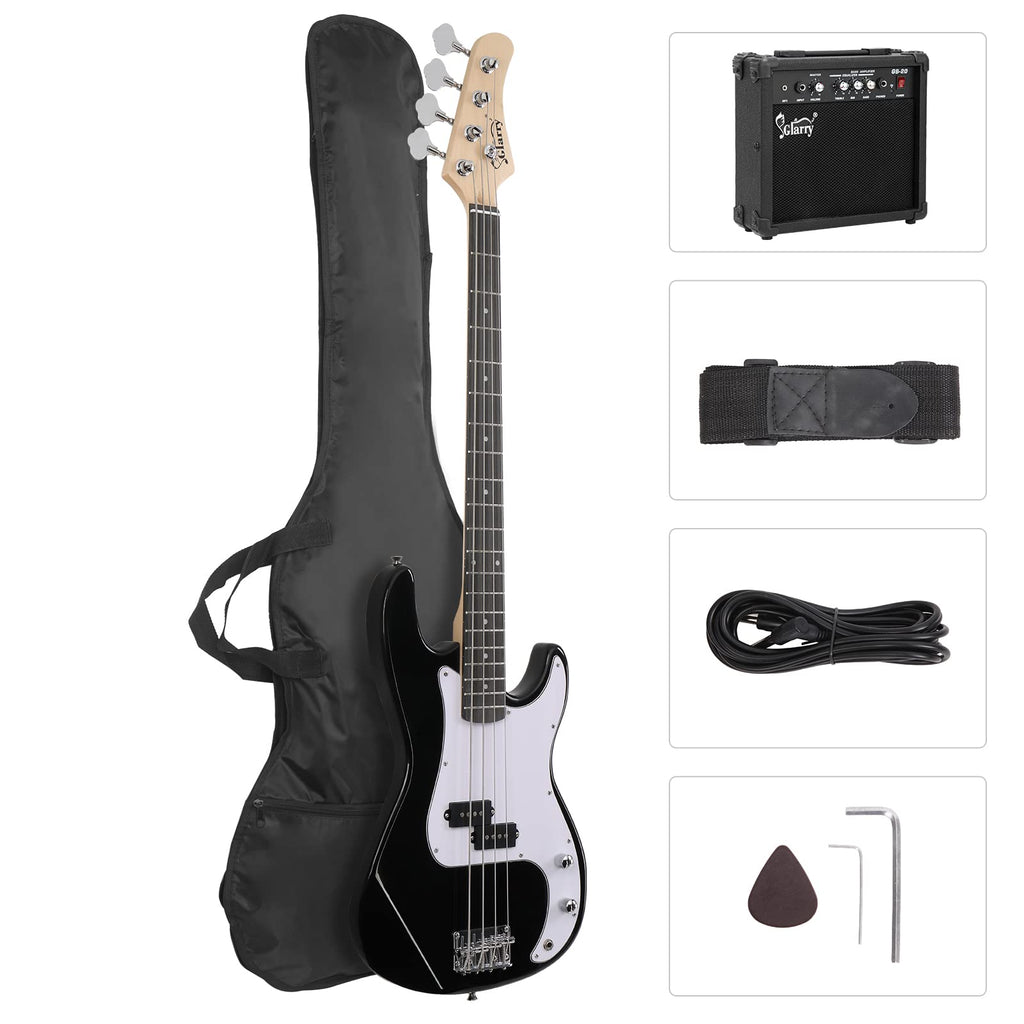 Full Size 4 String Basswood Electric Bass Guitar Beginner Kit with 20W Amp P792684