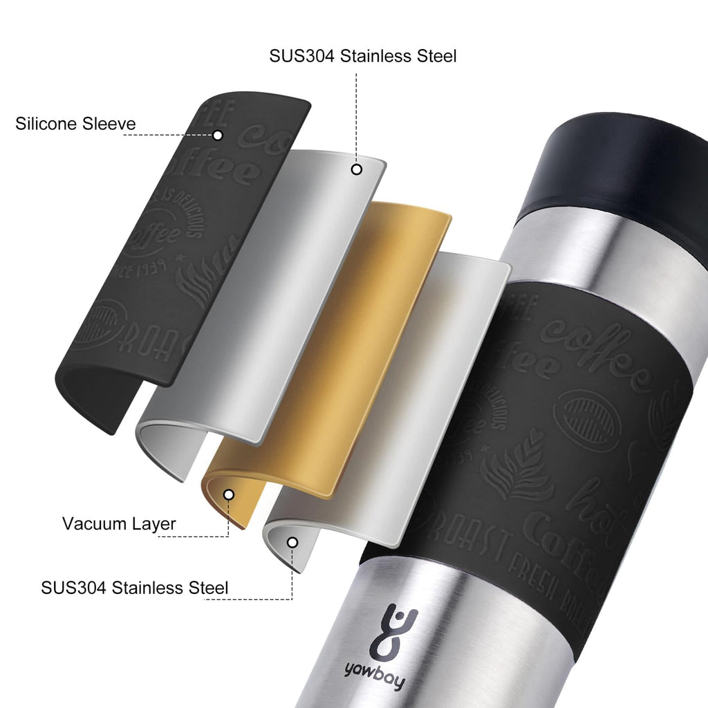16 oz Stainless Steel Insulated Leak Proof Travel Coffee Mug M7657