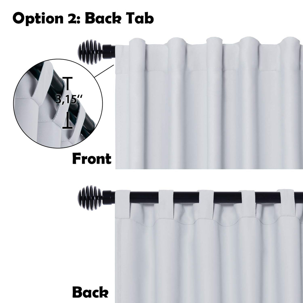 Extra Wide Blackout Thermal Curtain Panel with Back Tab & Rod Pocket, 100 x 84 Inches, Greyish White E1078