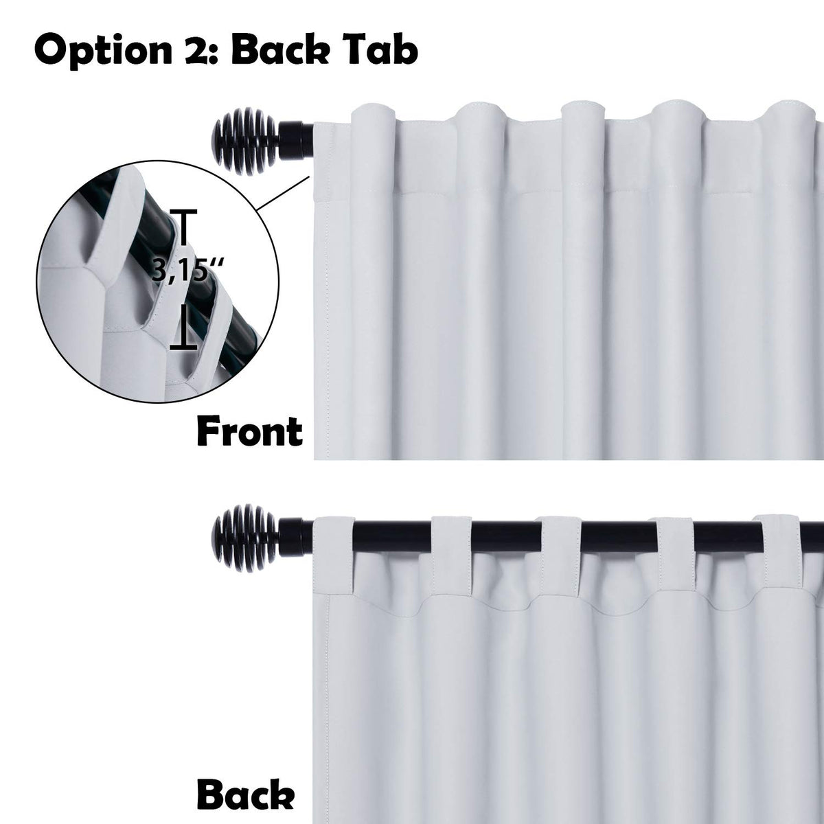 Extra Wide Blackout Thermal Curtain Panel with Back Tab & Rod Pocket, 100 x 84 Inches, Greyish White E1078