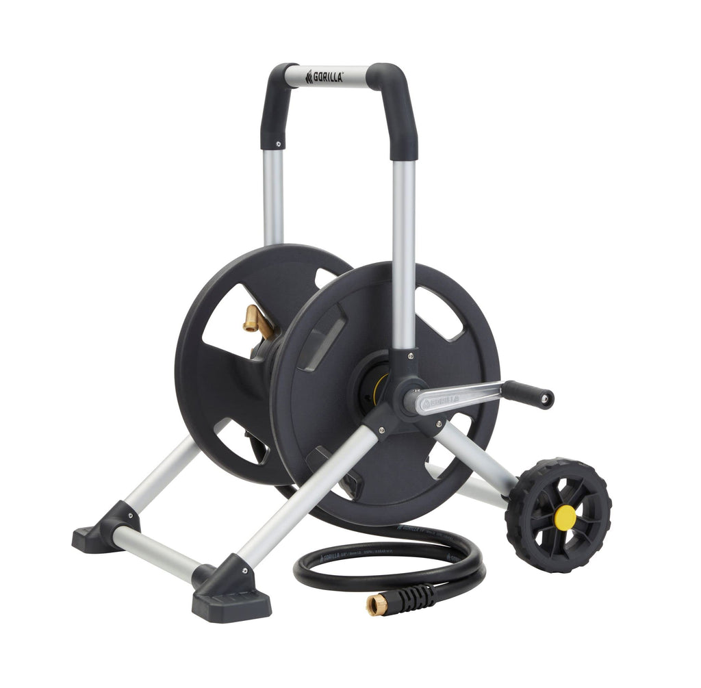 Aluminum Garden Hose Reel, 200 Ft, Brass Fittings T2700