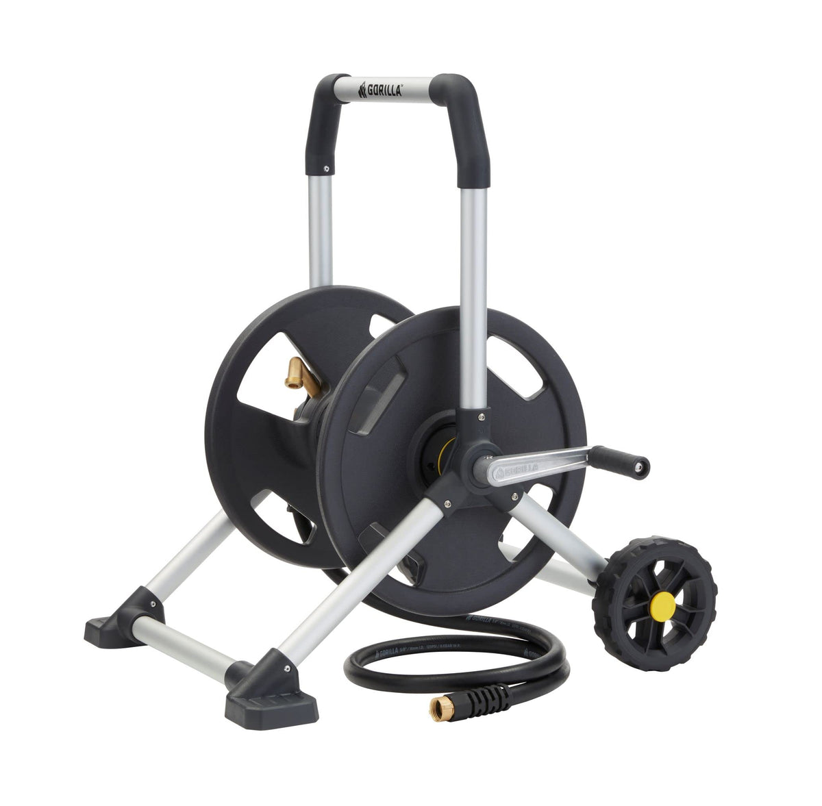 Aluminum Garden Hose Reel, 200 Ft, Brass Fittings T2700