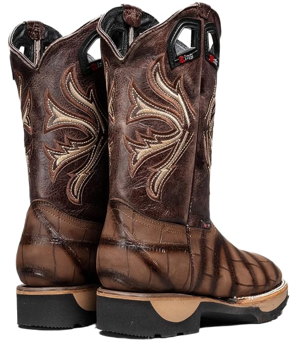 Genuine Leather Alligator Skin Print Western Work Boots H4790