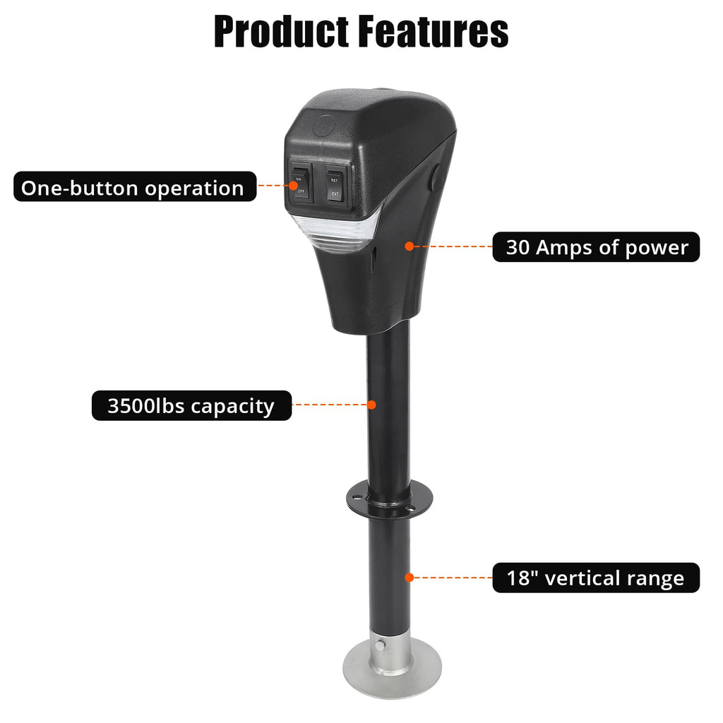 12V DC Electric Trailer Jack 3500 lbs A-Frame Tongue Jack with LED Light T2065