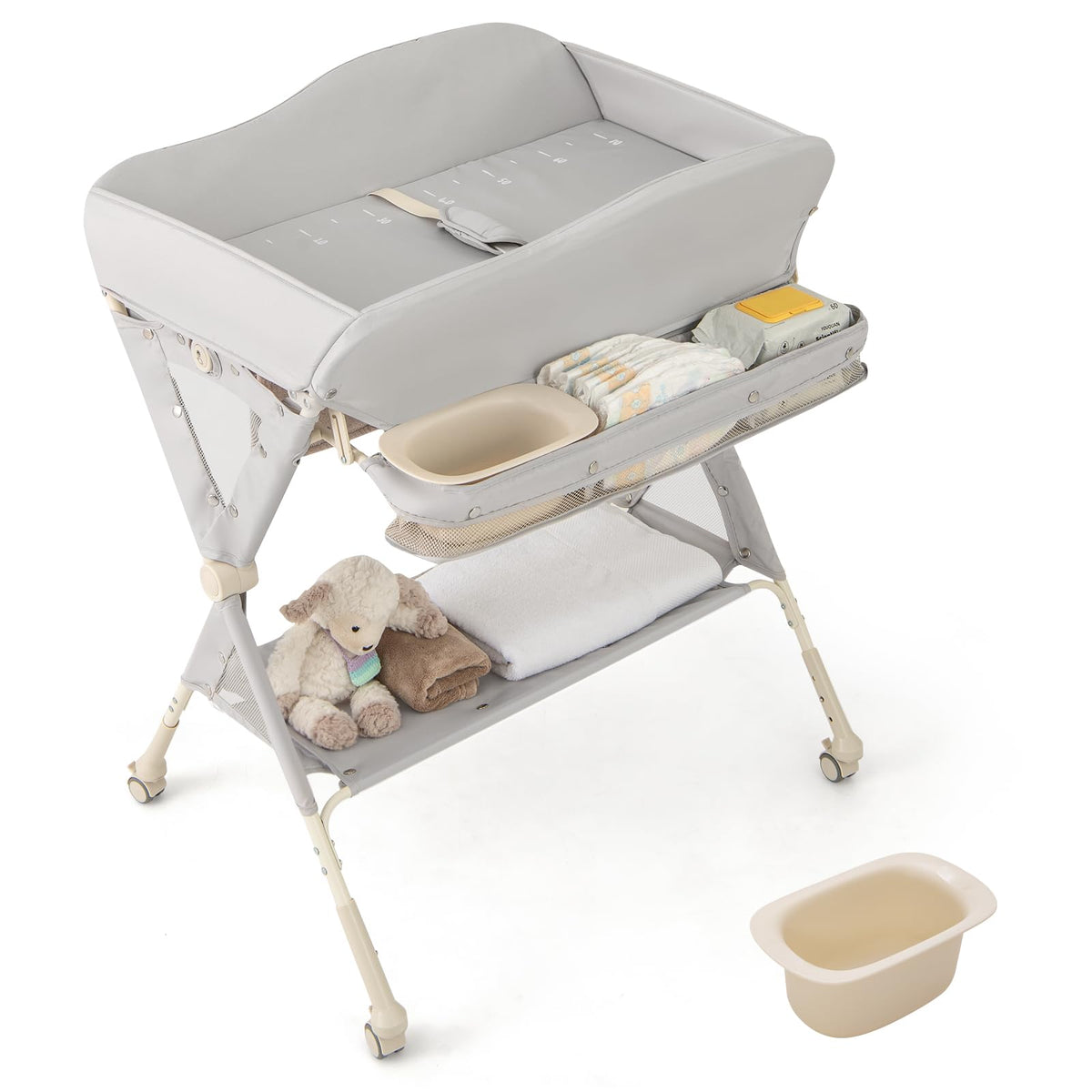 Portable Foldable Baby Changing Table with Wheels X177