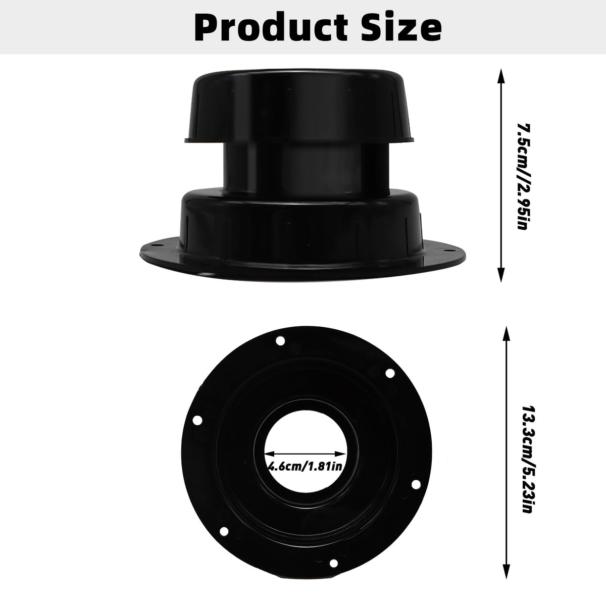 RV Plumbing Vent Caps Kit 2Pcs Plastic Roof Sewer Vent Cover Caps Black H8669