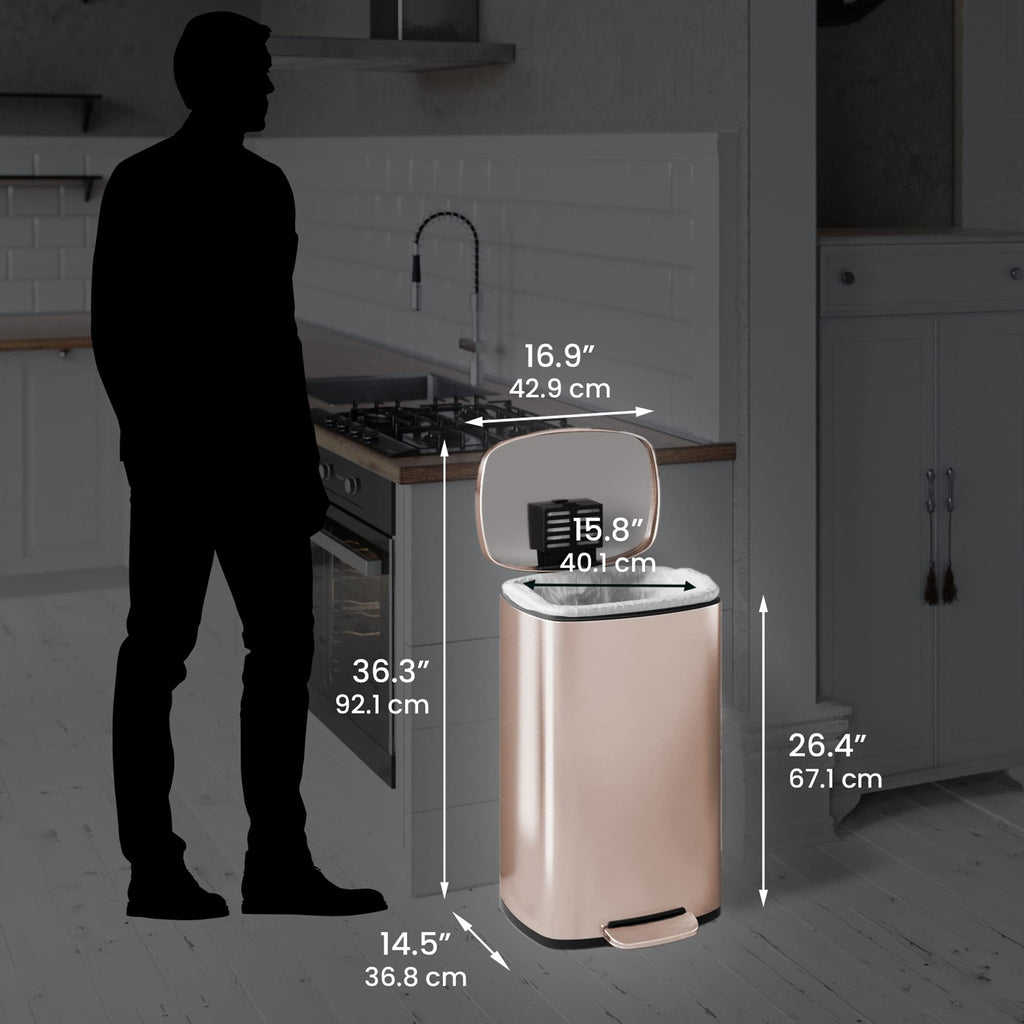 13.2 Gallon Stainless Steel Step Trash Can with Lid J8201
