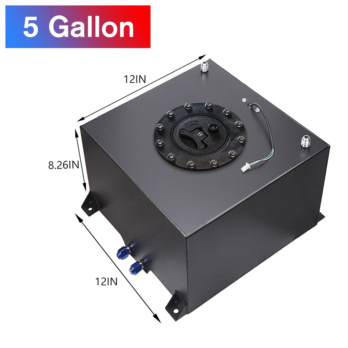 5 Gallon 20L Polished Aluminum Fuel Cell Tank with Cap Level Sender Oil Feed Line U2496
