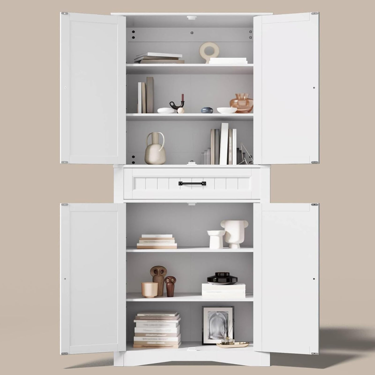 71" White Kitchen Pantry Storage Cabinet K5863