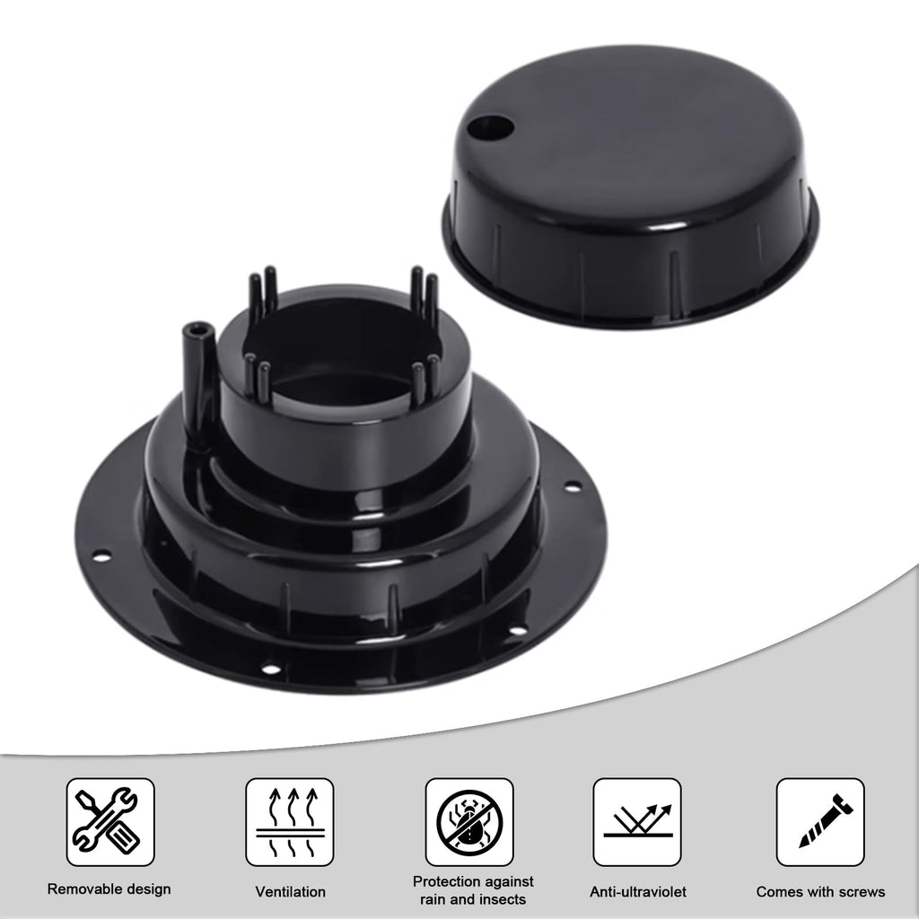 RV Plumbing Vent Caps Kit 2Pcs Plastic Roof Sewer Vent Cover Caps Black H8669
