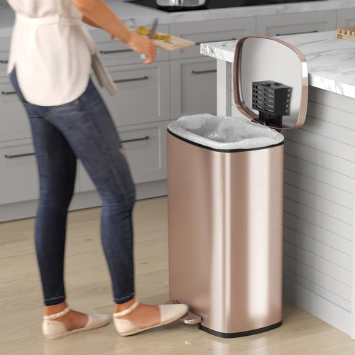 13.2 Gallon Stainless Steel Step Trash Can with Lid J8201
