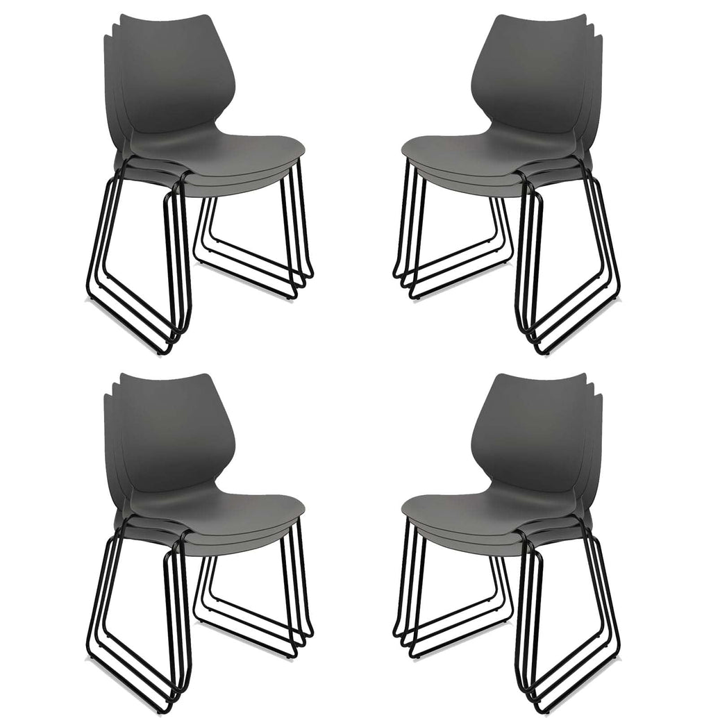 Stacking Chairs with Metal Legs Set of 12, Grey S4374