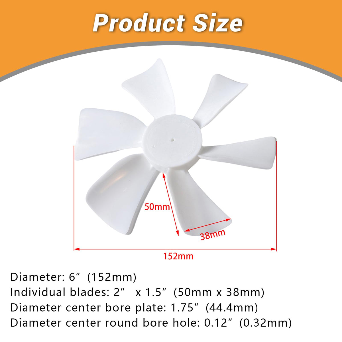 6 Inch RV Vent Fan Blade with D-Bore Y395
