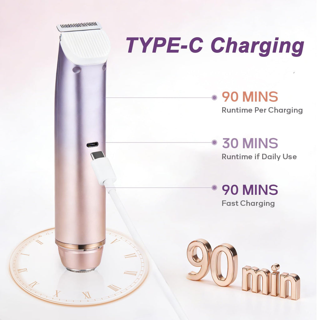 Light Purple Waterproof Dual-Head Bikini Trimmer I2549