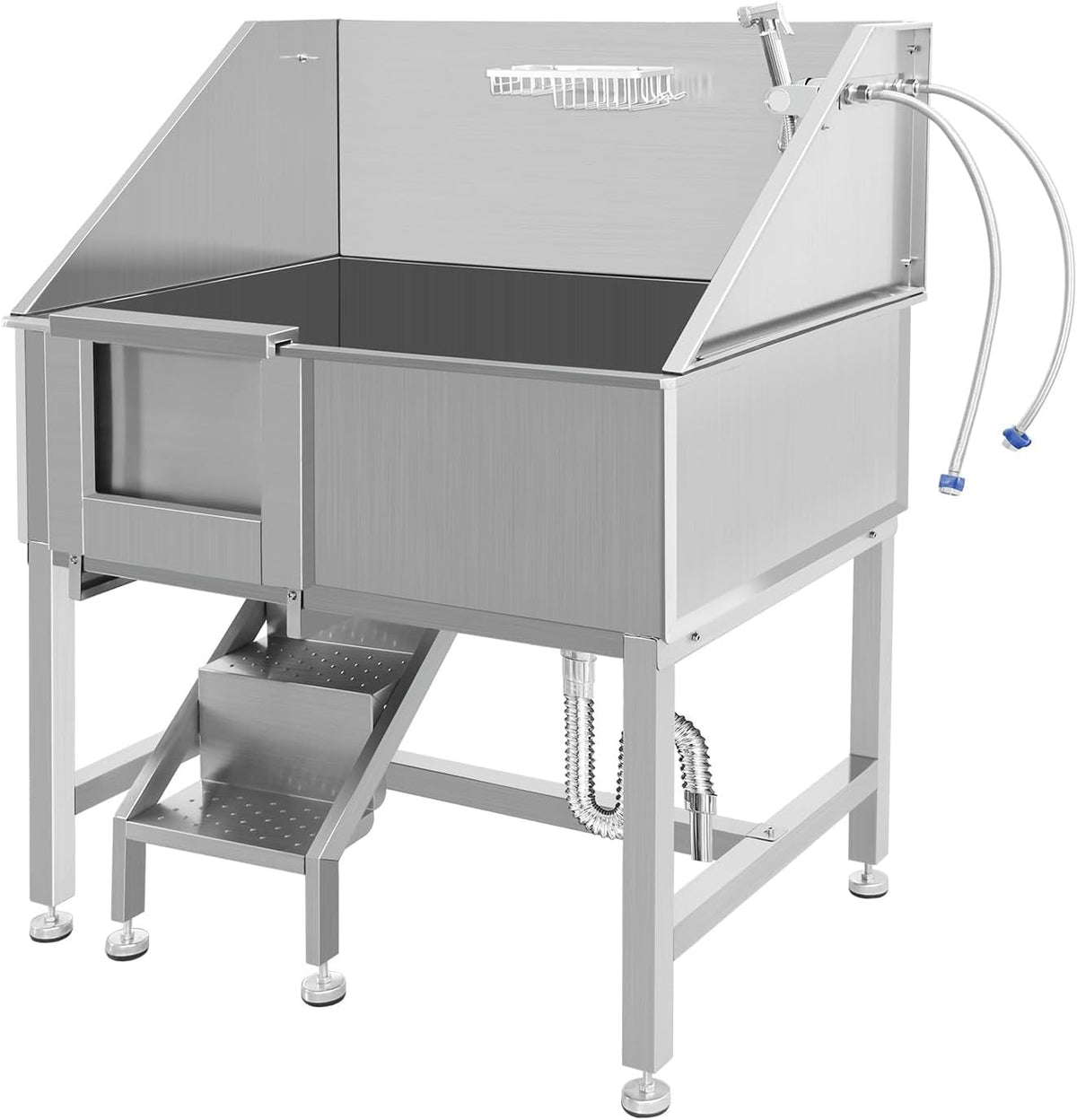 38 Inch Stainless Steel Dog Grooming Tub with Ramp U564987