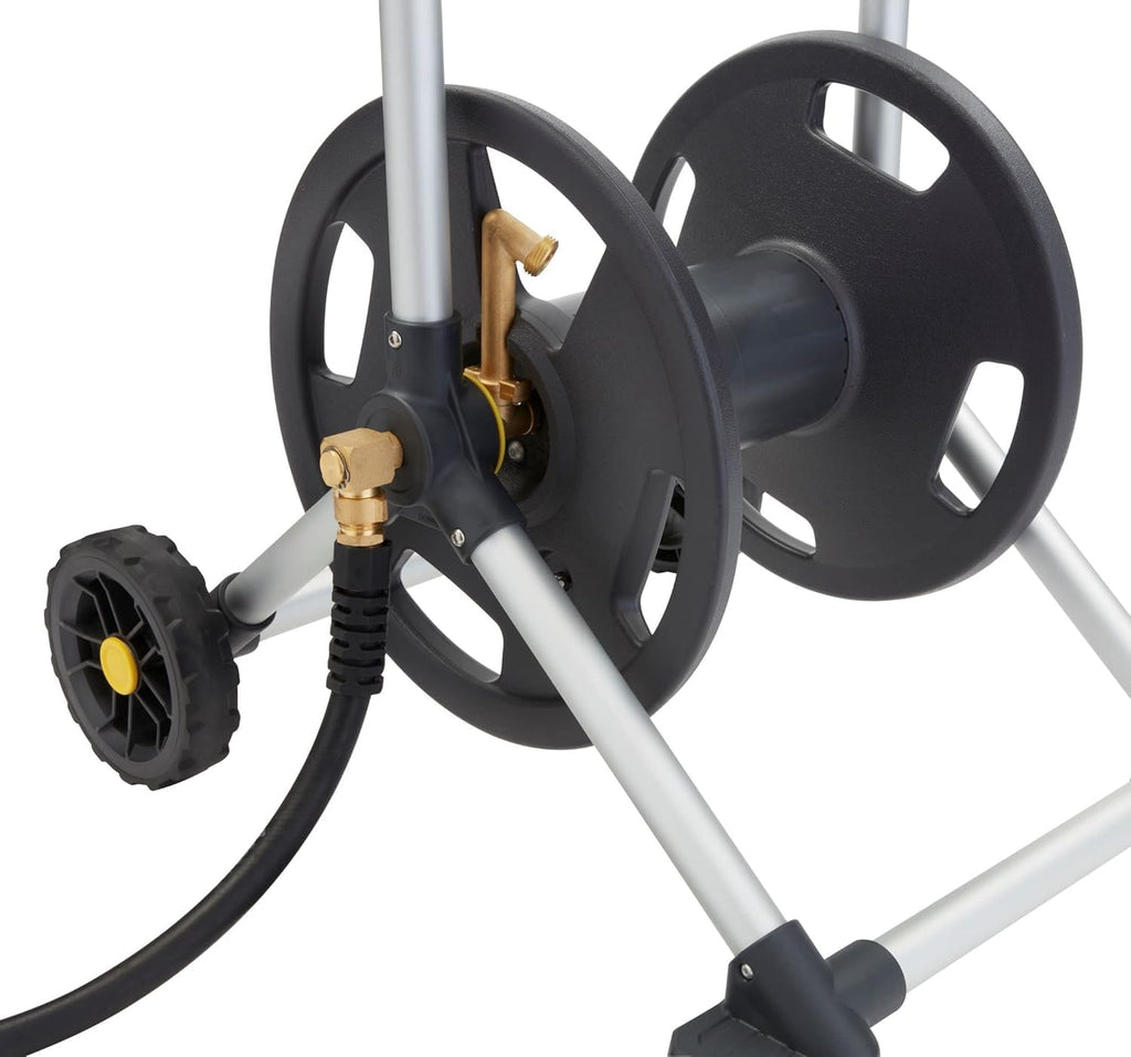Aluminum Garden Hose Reel, 200 Ft, Brass Fittings T2700