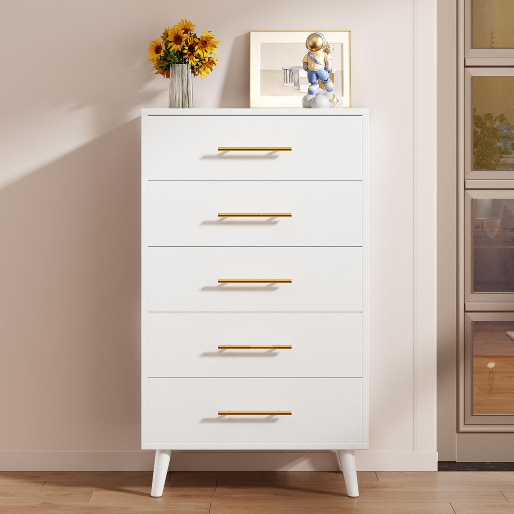 White 5 Drawer Dresser R912