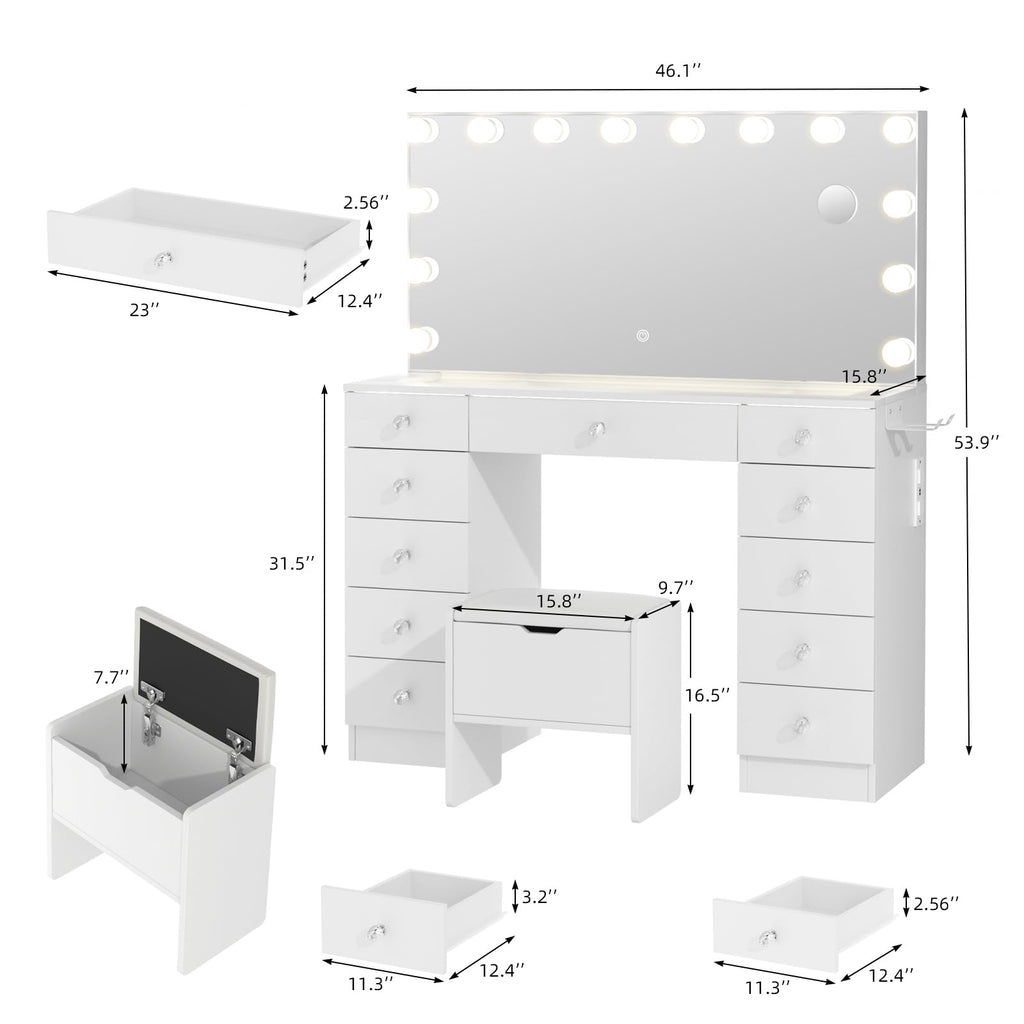 Vanity with Lighted Mirror C12408