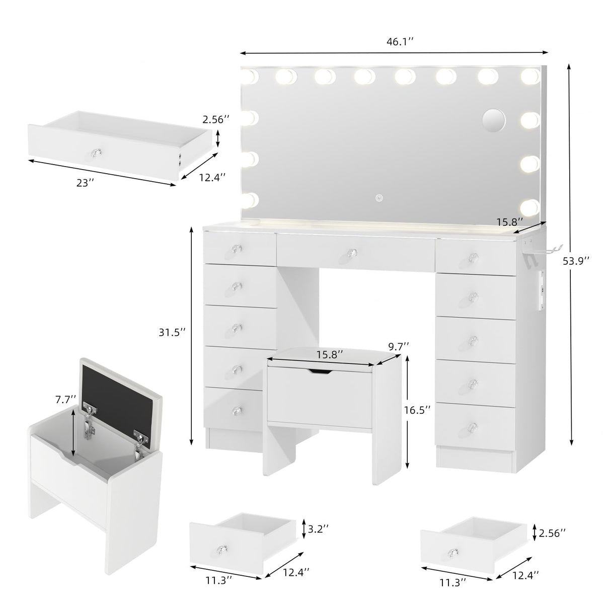 Vanity with Lighted Mirror C12408