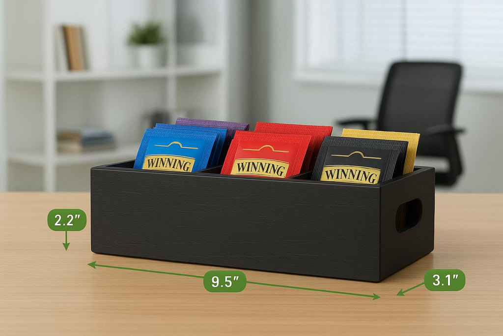 Matte Black Wood 3 Compartment Organizer Tray Y37115