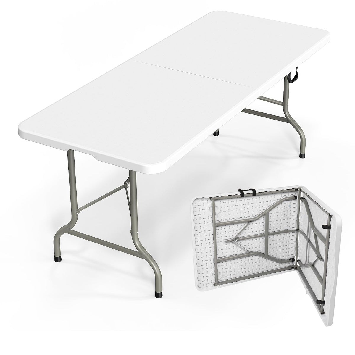 Folding Table 6ft Portable Collapsible Plastic White N116