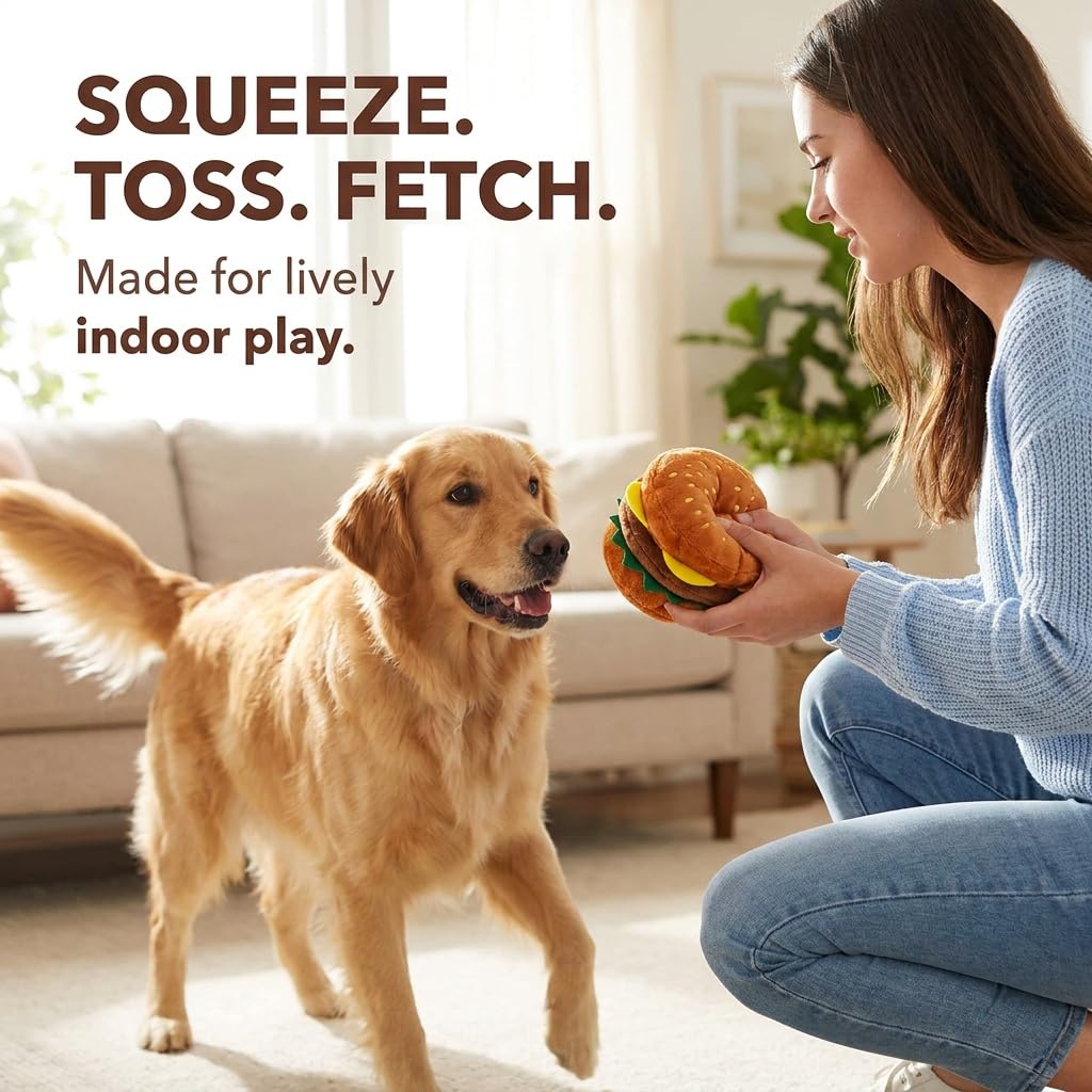 Hamburger Shape Dog Squeaky Toy Y218722