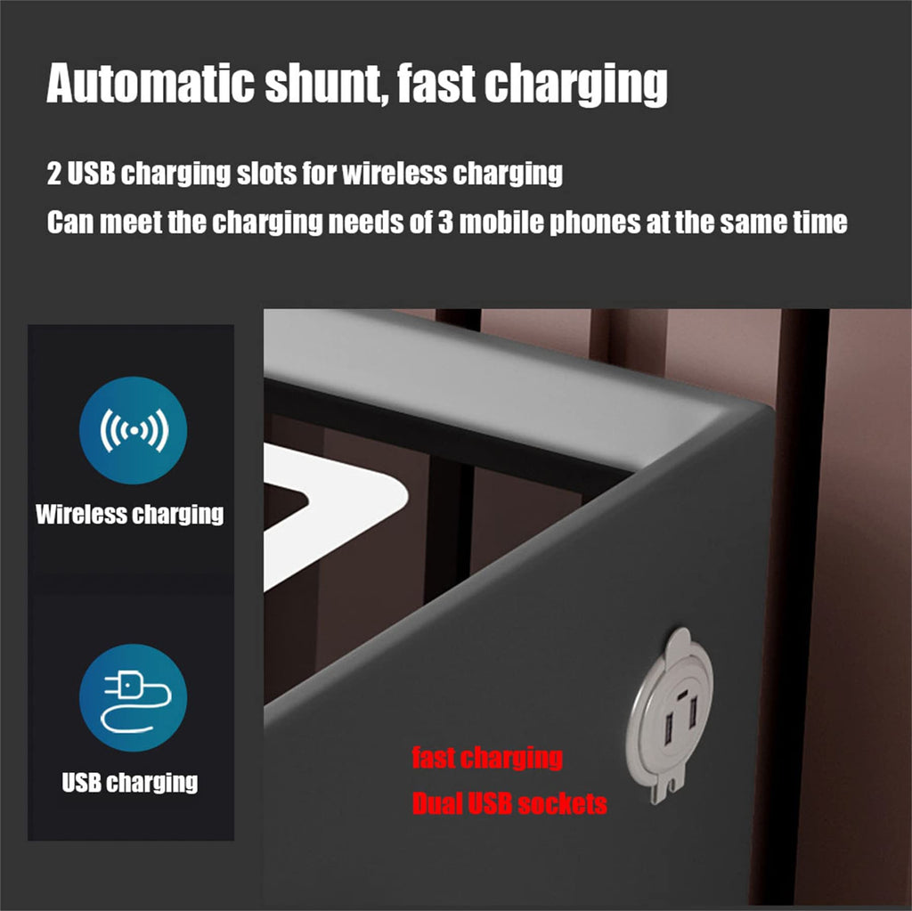 White Nightstand with Charging Station and Bluetooth Speaker M81665