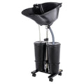 Portable Height and Angle Adjustable Shampoo Basin with 2 Water Buckets and 4 Wheels X8594