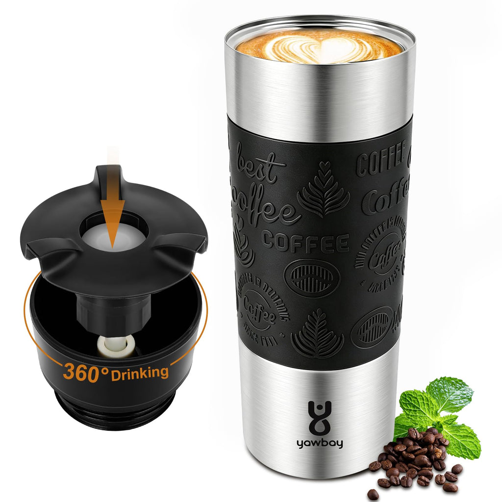 16 oz Stainless Steel Insulated Leak Proof Travel Coffee Mug M7657
